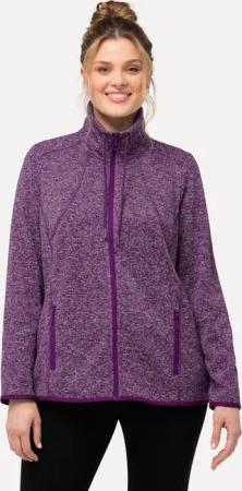 Ulla Popken Sweatjacke Strickfleece-Jacke Rauten Stehkragen