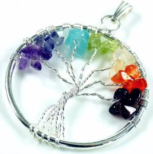 Guru-Shop Kettenanhänger 7 Chakren Amulett `Tree