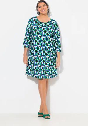 Ulla Popken Jerseykleid Punto-Kleid Oversized Rundhals