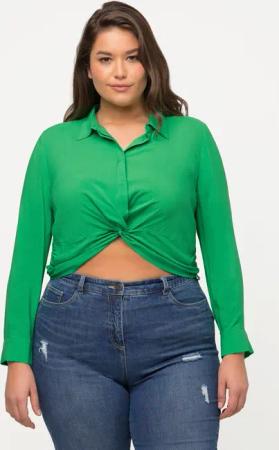 Ulla Popken Hemdbluse Hemdbluse Knoten kurz