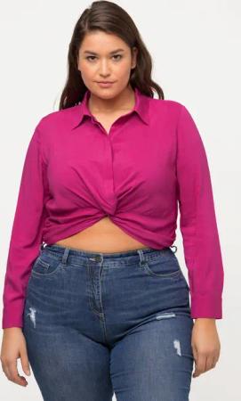 Ulla Popken Hemdbluse Hemdbluse Knoten kurz