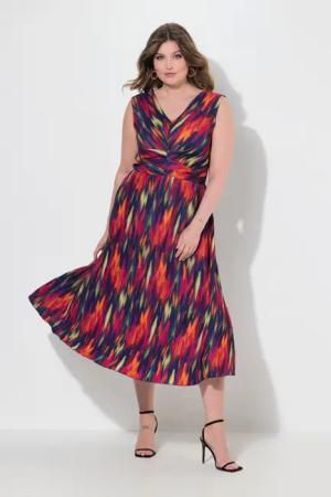 MIAMODA Jerseykleid Plissee-Midikleid ärmellos Alloverdruck