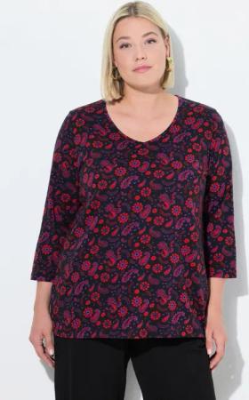 Ulla Popken Longshirt T-Shirt A-Linie V-Ausschnitt