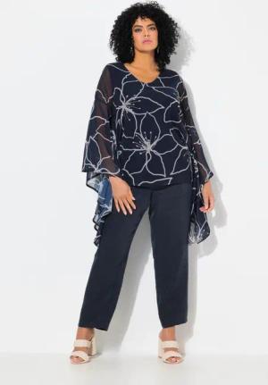 Ulla Popken Tunika Chiffon-Bluse Blüten Oversized