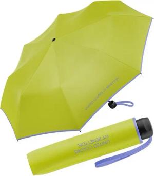 United Colors of Benetton Taschenregenschirm Super Mini FS 2023 - dark citron, leuchtende Modefarben mit kontrastreichem Saum