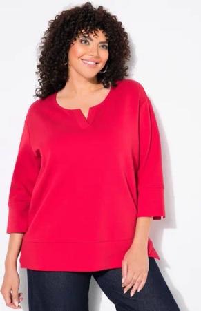 Ulla Popken Sweatshirt Punto-Sweatshirt Rundhals 3/4-Arm