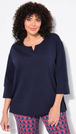 Ulla Popken Sweatshirt Punto-Sweatshirt Rundhals 3/4-Arm