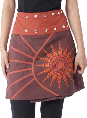 PUREWONDER Wickelrock Damen Rock mit Mandala-Blume