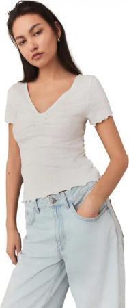 Next T-Shirt Strukturiertes T-Shirt mit V-Ausschnitt