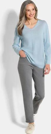 Kaschmirpullover mit V-Ausschnitt - hellblau - Gr. 52 von Goldner Fashion