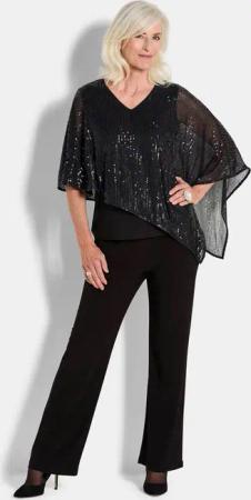Shirt mit Pailletten - schwarz - Gr. 48 von Goldner Fashion