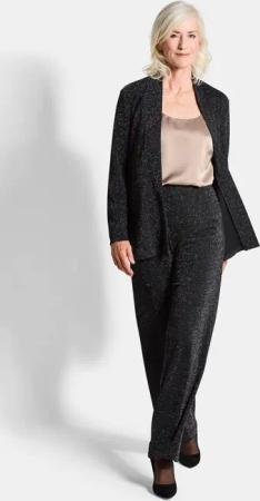 Weite Hose VERA aus glänzendem Jersey - schwarz / silberfarben - Gr. 195 von Goldner Fashion