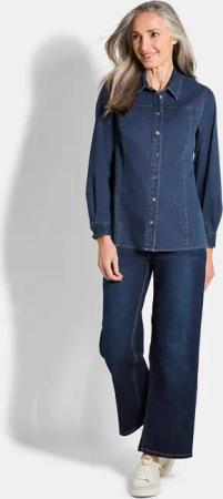 Jeanshemd aus Baumwoll-Stretch - blau - Gr. 40 von Goldner Fashion