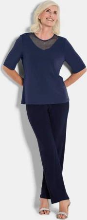 Jersey-Shirt mit Mesh-Einsatz - marine - Gr. 50 von Goldner Fashion