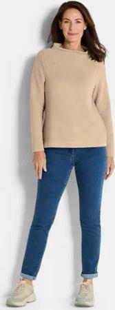 Ottoman-Sweatshirt mit Turtleneck - beige - Gr. 48 von Goldner Fashion