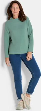Ottoman-Sweatshirt mit Turtleneck - graugrün - Gr. 24 von Goldner Fashion