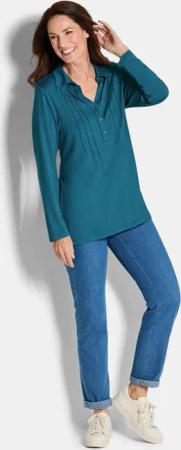 Tunika aus Viskose-Jersey - petrol - Gr. 38 von Goldner Fashion