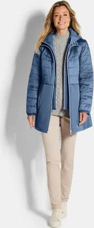 Steppmantel mit Softshell-Einsatz - rauchblau - Gr. 38 von Goldner Fashion