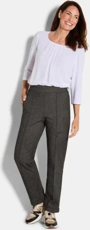 Hose CARLA mit Fischgrätmuster - stein - Gr. 46 von Goldner Fashion