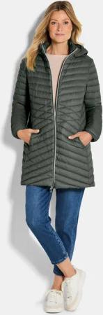 Daunenmantel mit femininer Steppung - khaki - Gr. 48 von Goldner Fashion