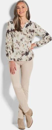 Druckbluse im Unikat-Print - beige / gemustert - Gr. 23 von Goldner Fashion
