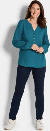 Bluse aus reiner Viskose - petrol - Gr. 50 von Goldner Fashion