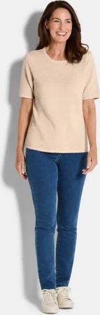 Halbarm-Pullover mit Pünktchenmuster - beige - Gr. 19 von Goldner Fashion
