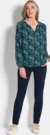 Druckbluse im Unikat-Print - petrol / gemustert - Gr. 42 von Goldner Fashion