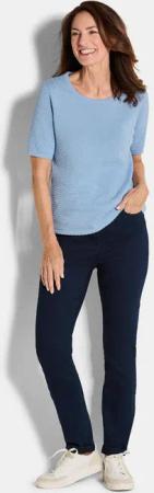 Halbarm-Pullover mit Pünktchenmuster - hellblau - Gr. 38 von Goldner Fashion
