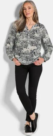 Druckbluse im Unikat-Print - schwarz / gemustert - Gr. 54 von Goldner Fashion
