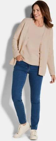 Strickjacke mit Pünktchenmuster - beige - Gr. 52 von Goldner Fashion