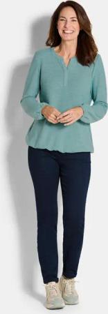 Shirt aus flauschigem Jersey - graugrün - Gr. 40 von Goldner Fashion
