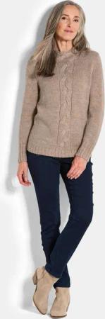 Strickpullover mit Zopfstrick - beige / gemustert - Gr. 54 von Goldner Fashion