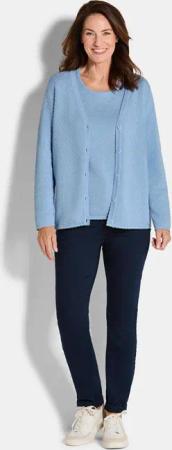 Strickjacke mit Pünktchenmuster - hellblau - Gr. 20 von Goldner Fashion