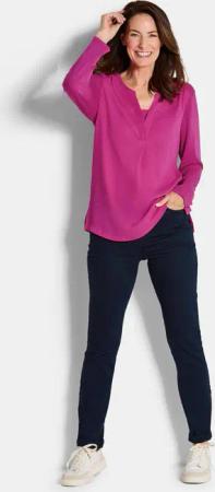 Blusenshirt mit Chiffon-Einsatz - beere - Gr. 19 von Goldner Fashion