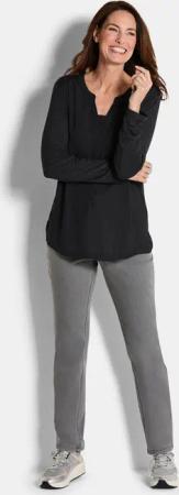 Blusenshirt mit Chiffon-Einsatz - schwarz - Gr. 19 von Goldner Fashion