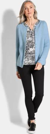 Strickjacke aus reiner Baumwolle - hellblau - Gr. 40 von Goldner Fashion
