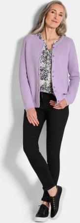 Strickjacke aus reiner Baumwolle - flieder - Gr. 40 von Goldner Fashion