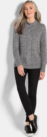 Strickpullover mit Zopfstrick - grau / gemustert - Gr. 54 von Goldner Fashion