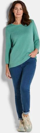 Strickpullover mit Pünktchenmuster - graugrün - Gr. 38 von Goldner Fashion
