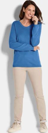 Strickpullover aus Baumwolle und Viskose - blau - Gr. 38 von Goldner Fashion