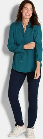 Chiffonbluse mit femininem Ausschnitt - petrol - Gr. 23 von Goldner Fashion