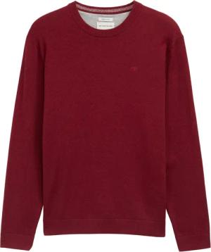 TOM TAILOR Herren Basic Strickpullover aus Baumwolle, rot, Meliert, Gr. XXXL