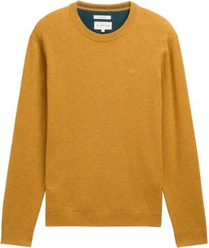 TOM TAILOR Herren Basic Strickpullover aus Baumwolle, gelb, Meliert, Gr. XXXL