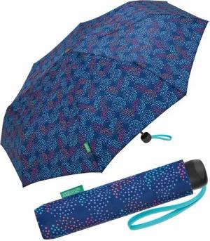 United Colors of Benetton Taschenregenschirm Super Mini - Pop Dots bellwether blue, mit modernem Punkte-Kreise-Muster