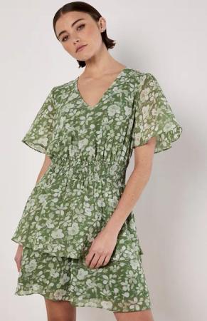 Apricot Minikleid Florales Stufenkleid, mit Smokdetails