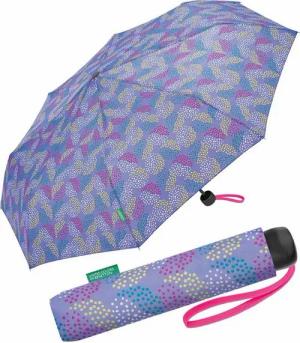 United Colors of Benetton Taschenregenschirm Super Mini - Pop Dots deep periwinkle, mit modernem Punkte-Kreise-Muster