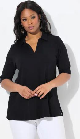 Ulla Popken Poloshirt Poloshirt A-Linie Halbarm