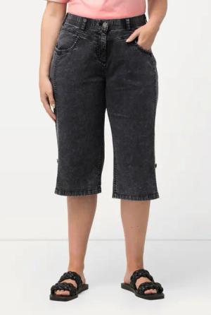Ulla Popken Bermudas Jeans-Bermuda Used-Look gerades