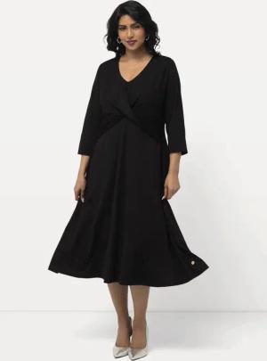 Ulla Popken Jerseykleid Jerseykleid Drapierung V-Ausschnitt